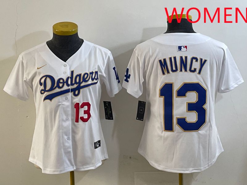 Women Los Angeles Dodgers 13 Muncy White Gold Game 2025 Nike MLB Jersey style 9